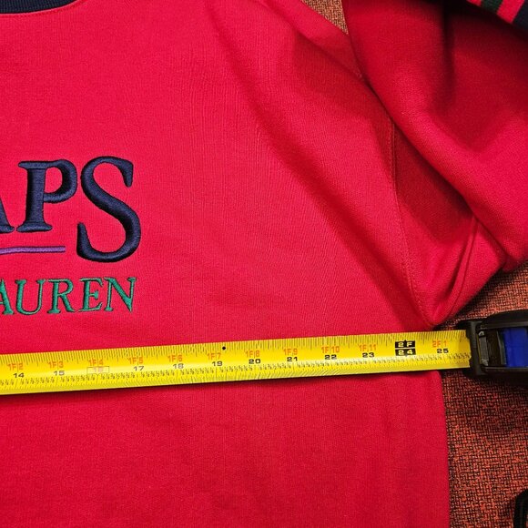 Vintage Chaps Ralph Lauren Red Preppy Sweatshirt L Collegiate 90s Y2K Deadstock - Picture 7 of 9